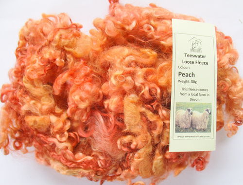 50g Teeswater Loose Fleece in Peach