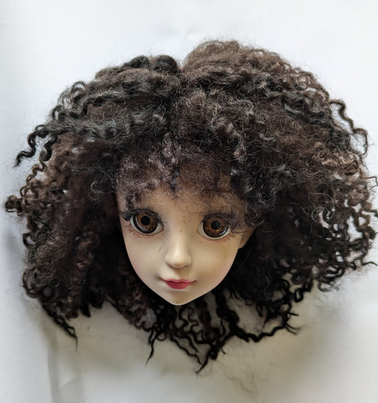 Wensleydale Tight Dark brown Curls Doll Wig