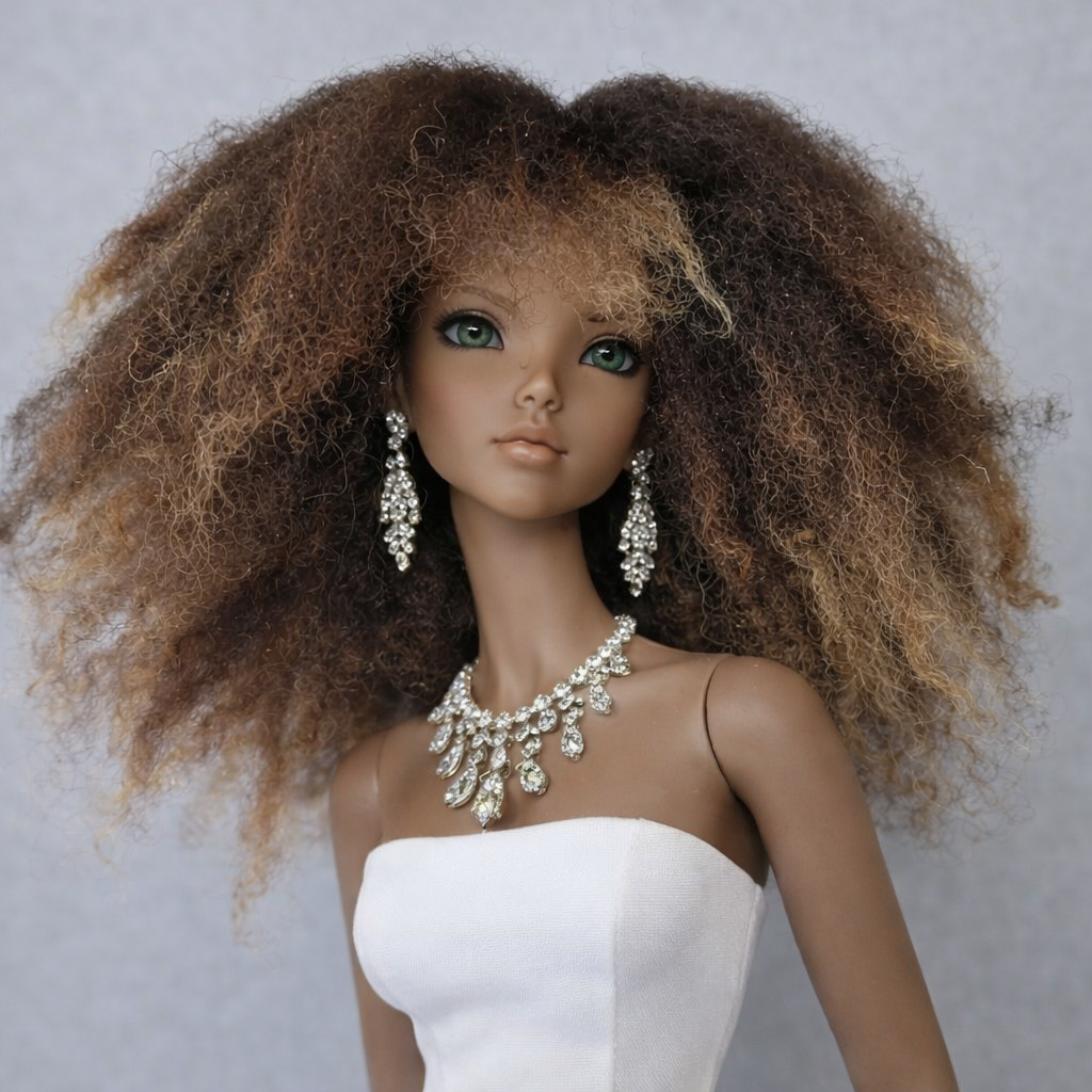 Long Zwartbles with Blonde Tips Doll Wig for ball jointed dolls