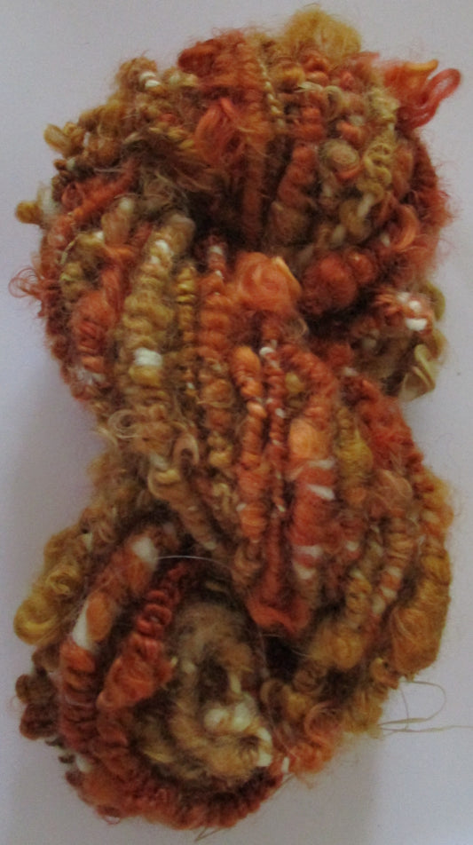 Coiled Wensleydale Doll hair yarn in Toffee Gold