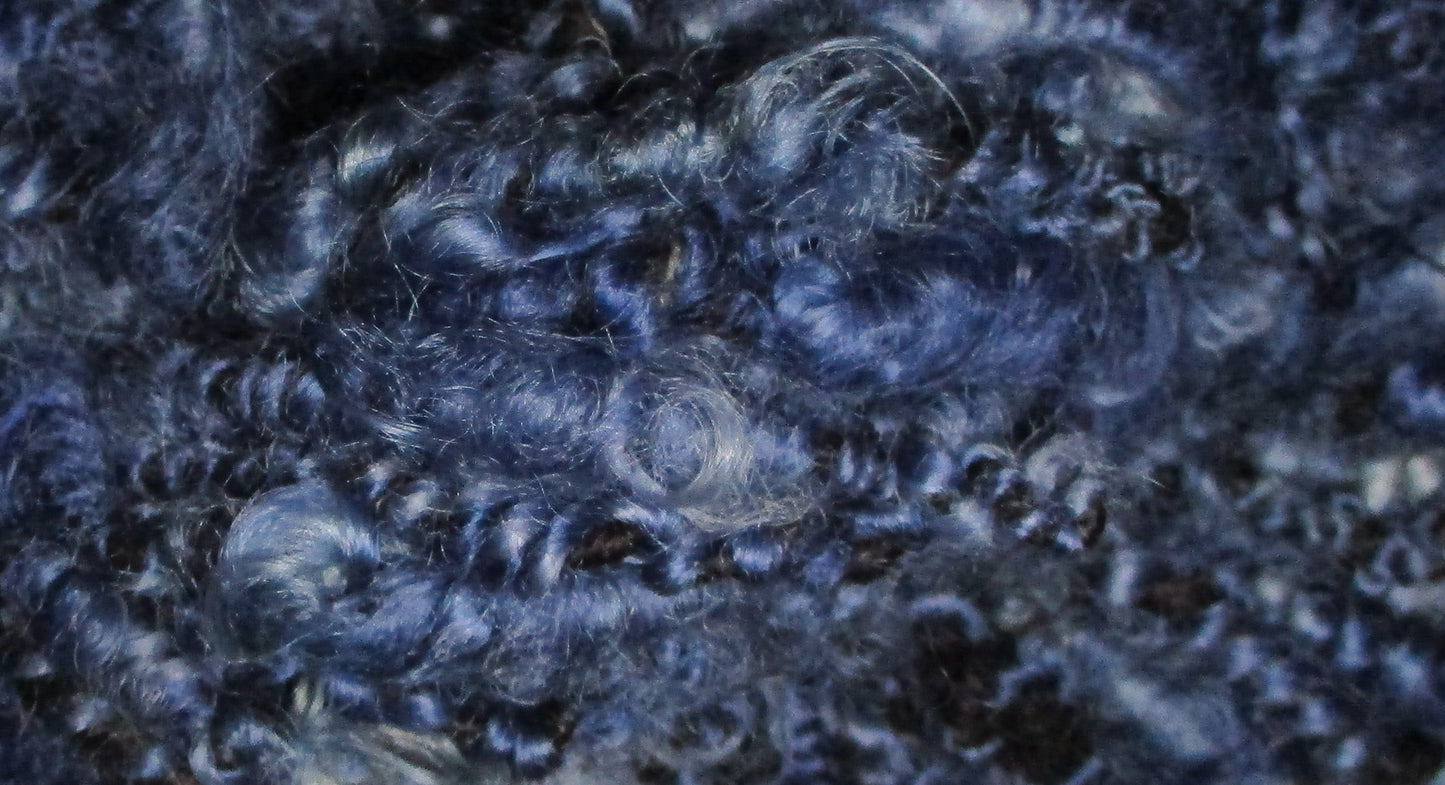Coiled Wensleydale Doll hair yarn in Blue Denim