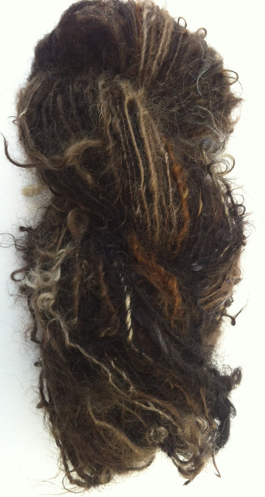 Dark Brown Single ply hand spun Mohair yarn