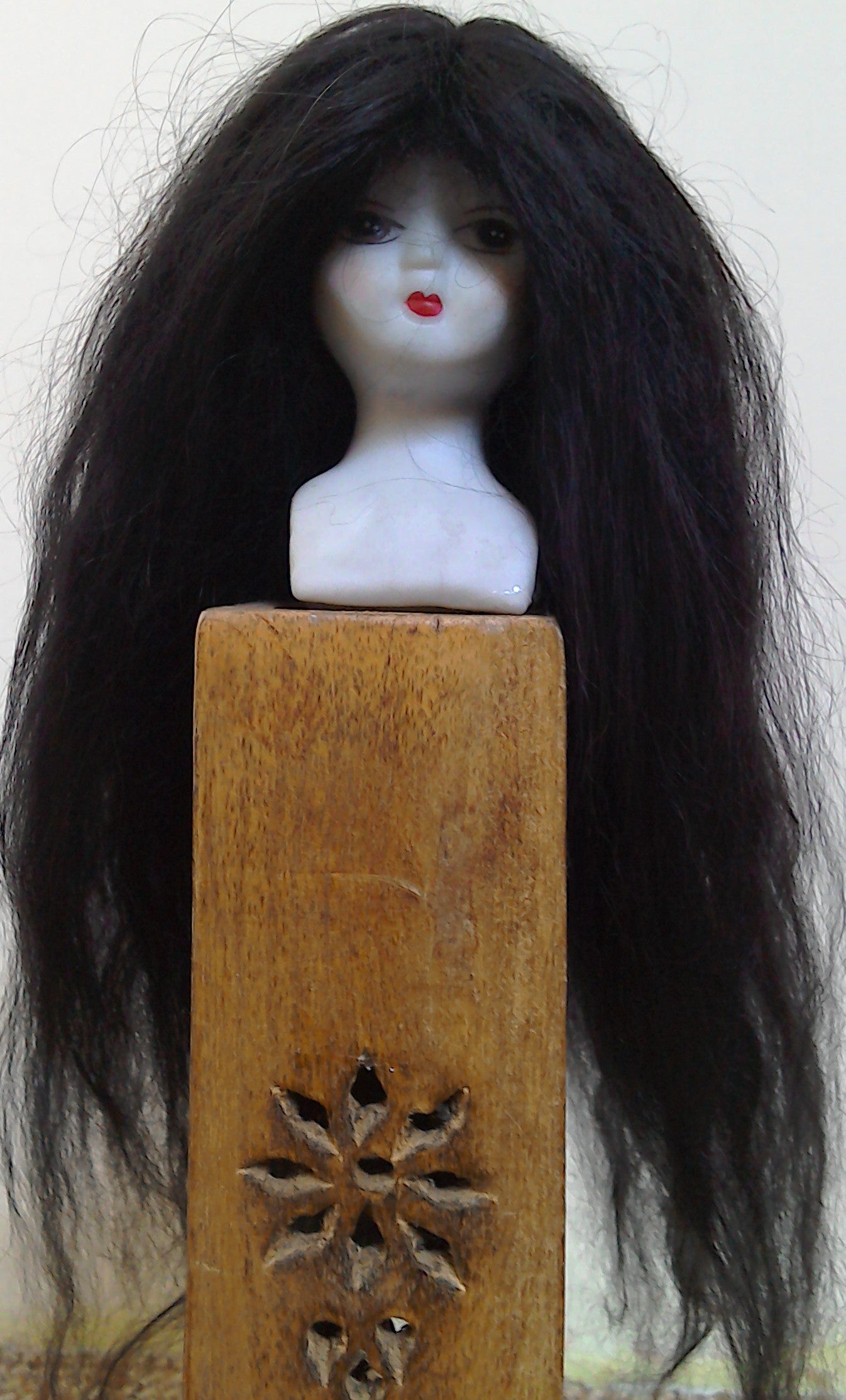 Black Suri Alpaca Doll Wig