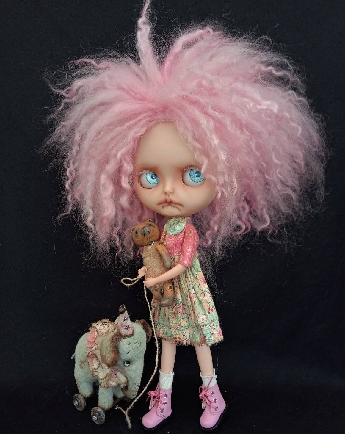 Wild Mohair Doll wig Pinks