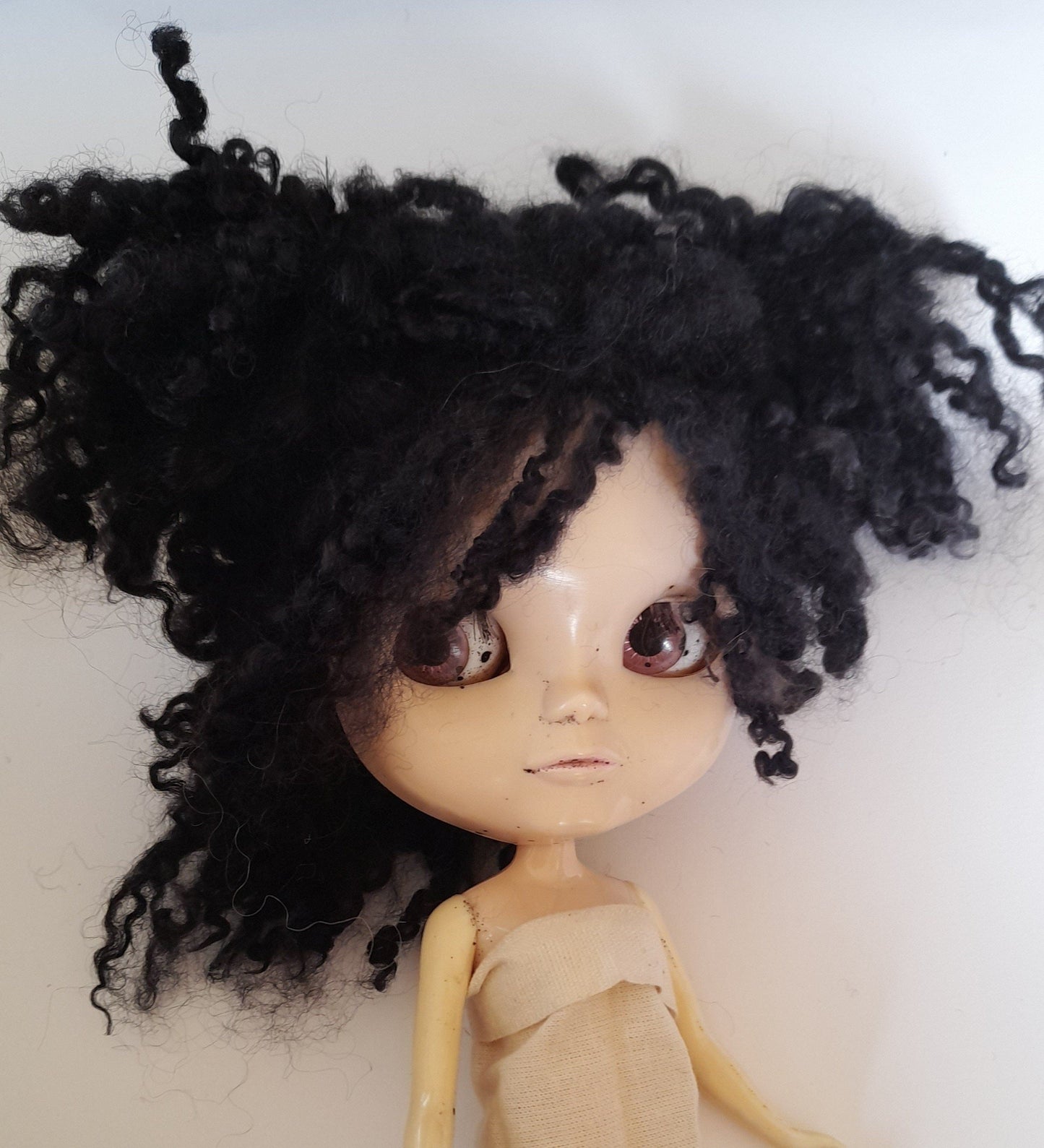 Wensleydale Tight Black Curls Doll Wig