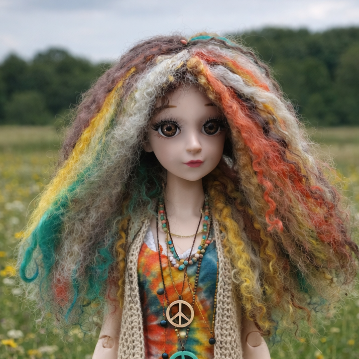 10 inch Brushed Teeswater Dragons wood Doll Wig