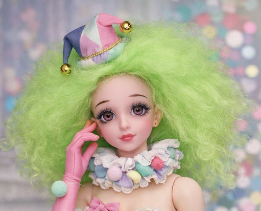 10 inch Bright Green Brushed Mohair Doll Wig