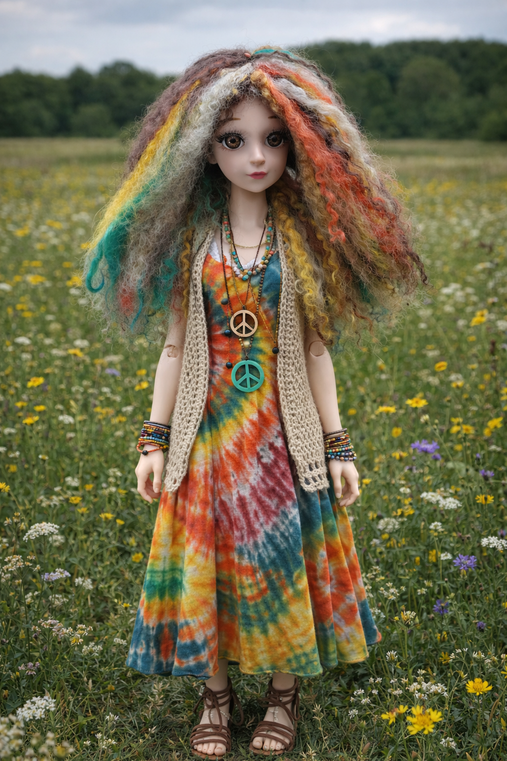 10 inch Brushed Teeswater Dragons wood Doll Wig