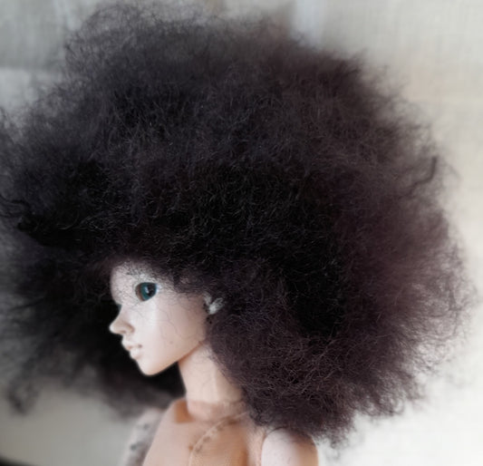 Black Ryeland  'Afro' Doll wig