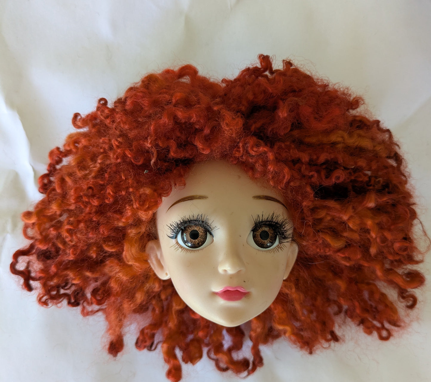 Teeswater Tight Auburn Curls  Doll Wig