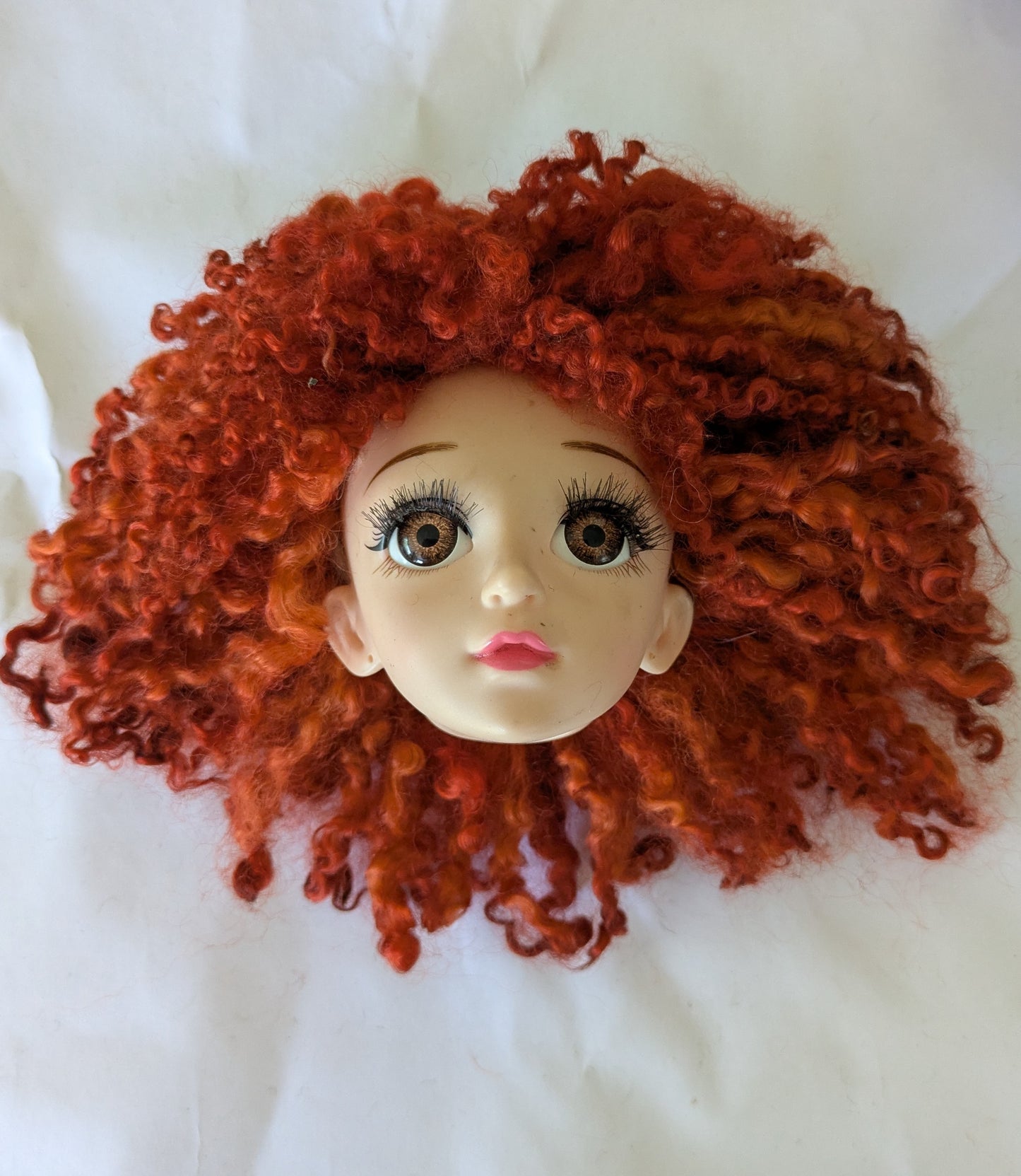 Teeswater Tight Auburn Curls  Doll Wig